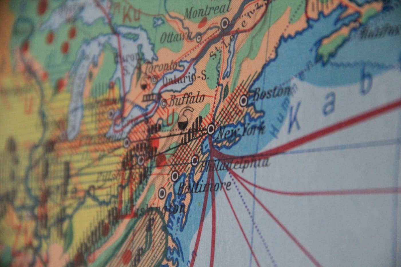 Printed map showing New York and the wider northeast served by the firm's tax accountants